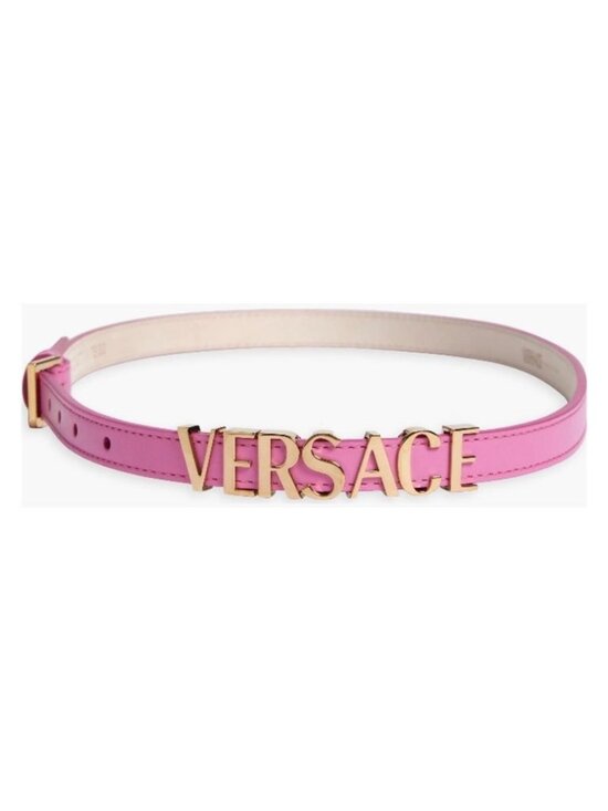 New Authentic Versace Hot Pink Leather Belt with Gold Logo Buckle main image 10